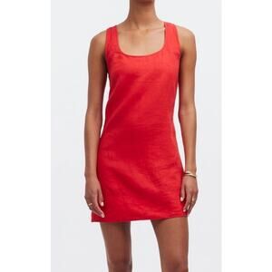 Madewell Red Sleeveless Mini Linen Dress